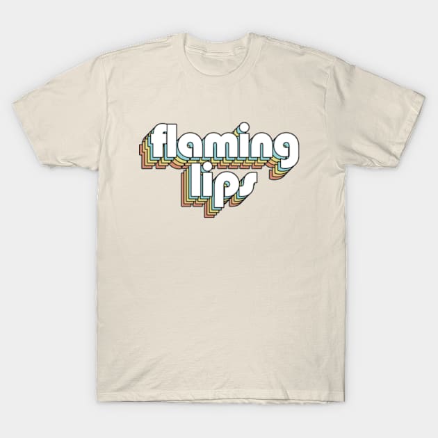 Flaming Lips - Retro Rainbow Typography Faded Style T-Shirt by Paxnotods